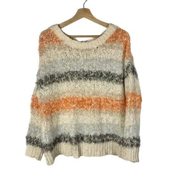 Anthropologie Meadow Rue Petite Kennedy Stripe Eyelash Knit Pullover Sweater SP - Picture 2 of 4